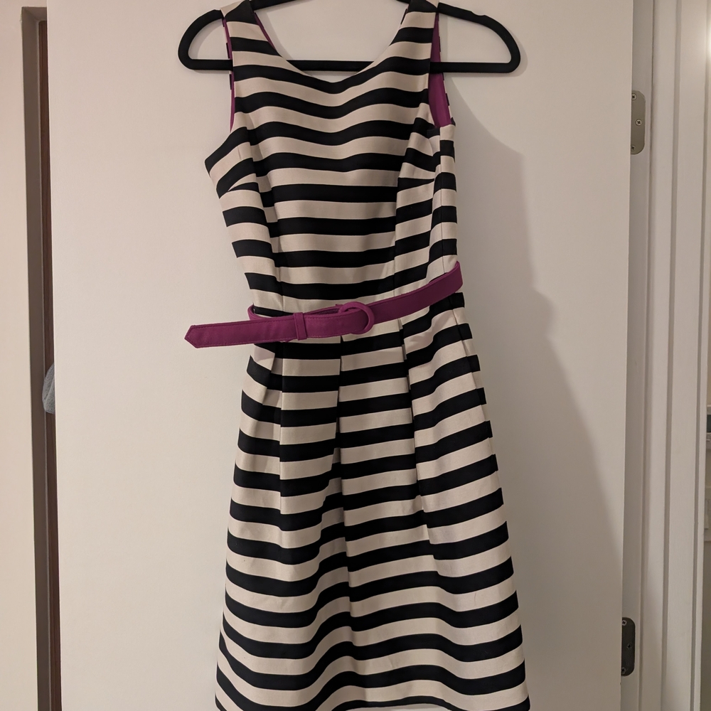 White House Black Market Fit and Flare Pleated Midi Dress